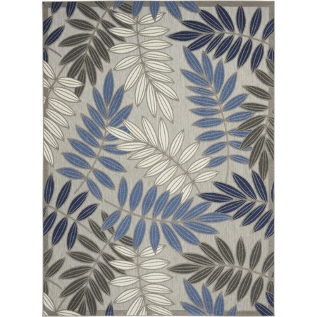Palacedesigns 7 x 10 ft. Gray & Blue Leaves Indoor & Outdoor Area Rug PA3658114